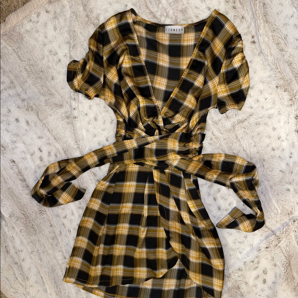 Yellow plaid Lioness dress